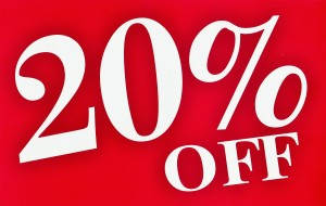 店内商品２０％ＯＦＦ